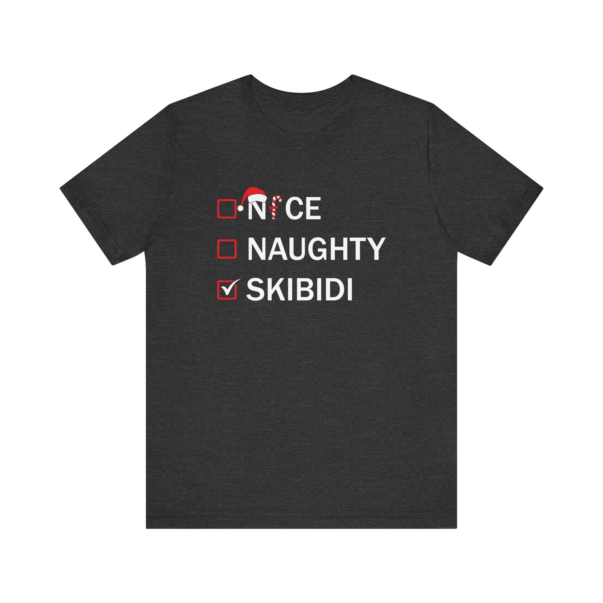 Nice Naughty Skibidi Checklist T-Shirt - Funny Meme Christmas Tee - Goateez Style