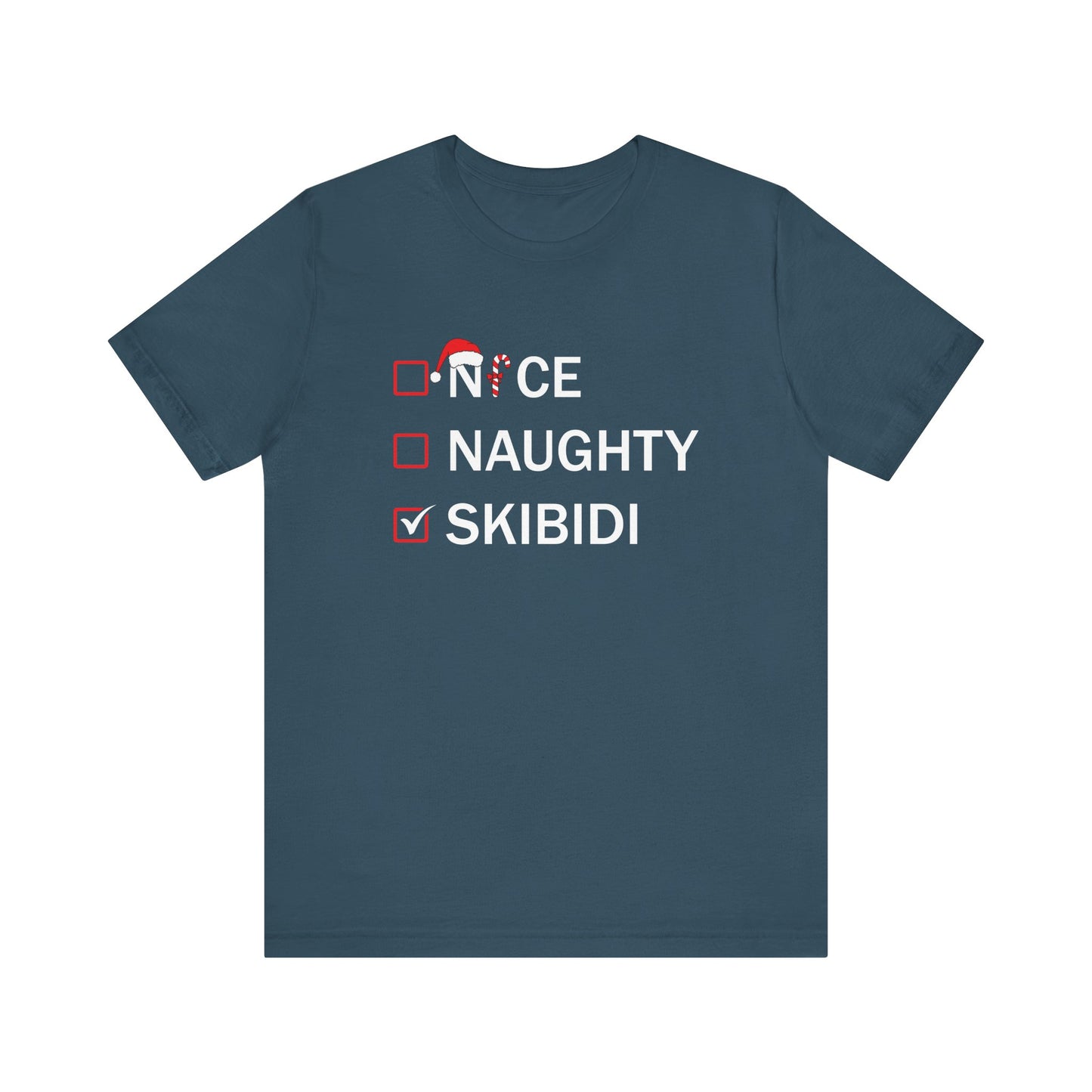 Nice Naughty Skibidi Checklist T-Shirt - Funny Meme Christmas Tee - Goateez Style