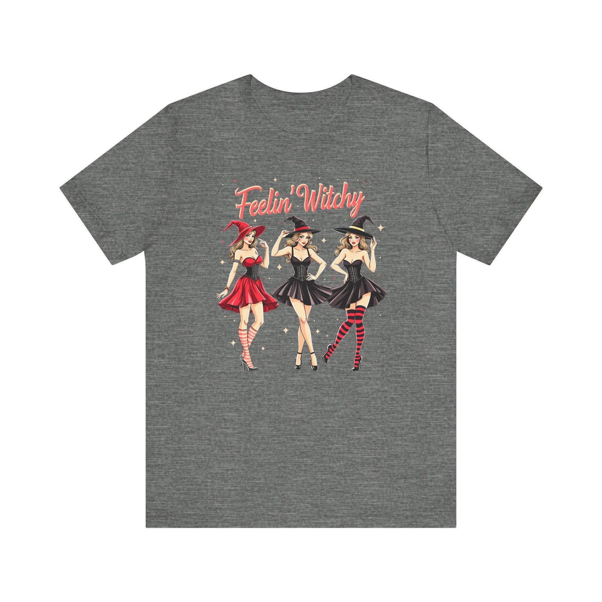 Feelin' Witchy Halloween T-Shirt - Witchy Vibes Cute Witch Trio - Goateez Style