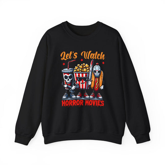 Let's Watch Horror Movies Sweatshirt - Fun Spooky Movie Night Design - Goateez Style