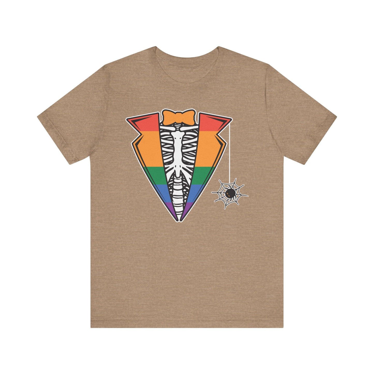 Skeleton Tuxedo Pride Flag T-Shirt - LGBTQ Halloween Costume Design - Goateez Style