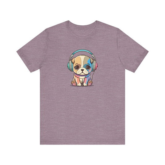 Adorable Dog with Headphones T-Shirt - Cute and Fun Design