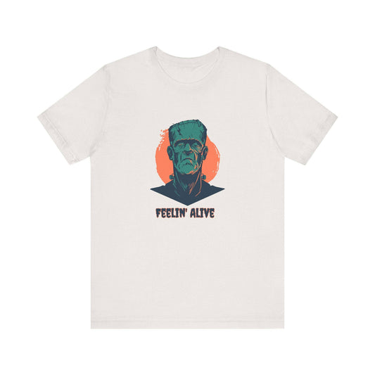 Feelin' Alive Frankenstein Funny Design Halloween Graphic T-Shirt - Goateez Style