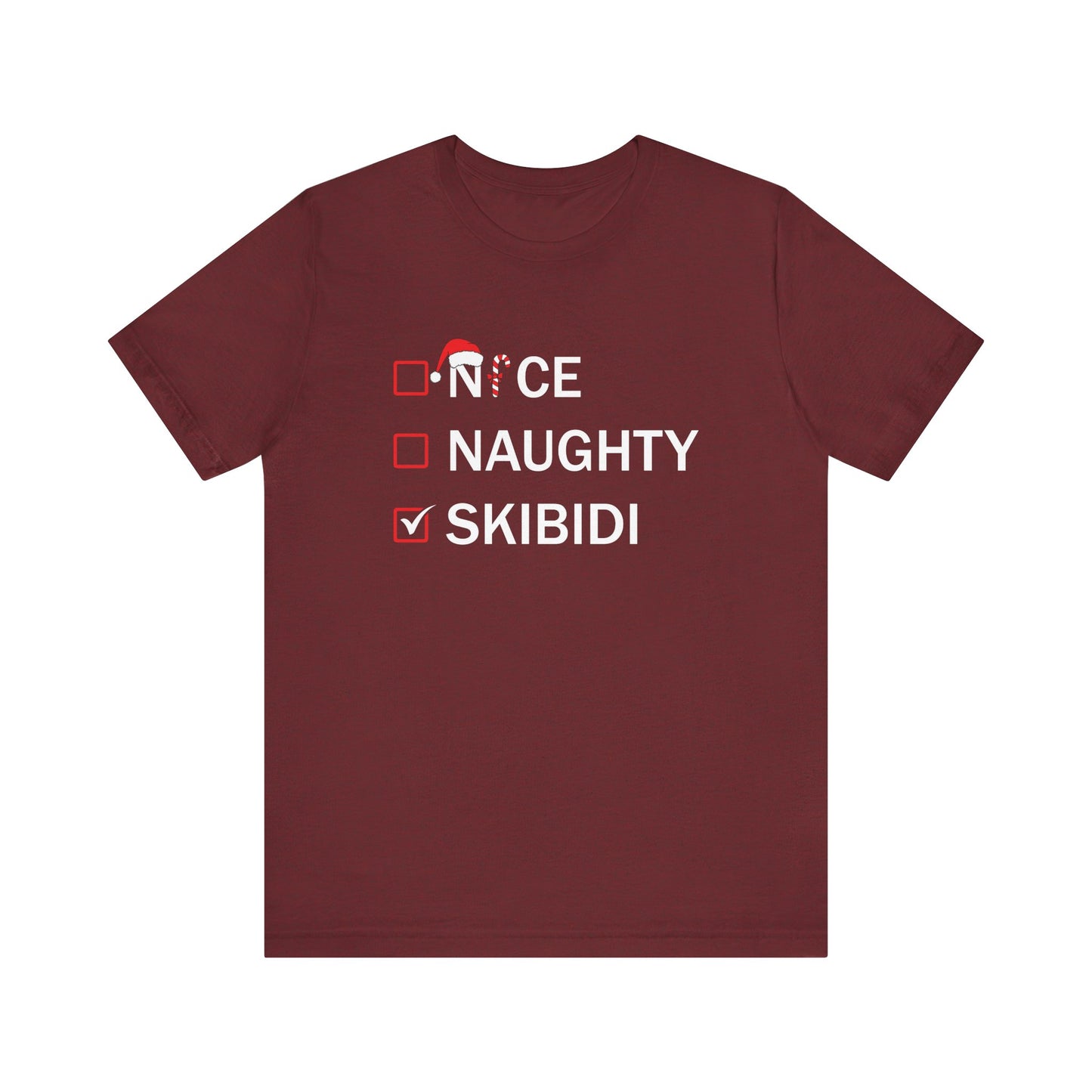 Nice Naughty Skibidi Checklist T-Shirt - Funny Meme Christmas Tee - Goateez Style