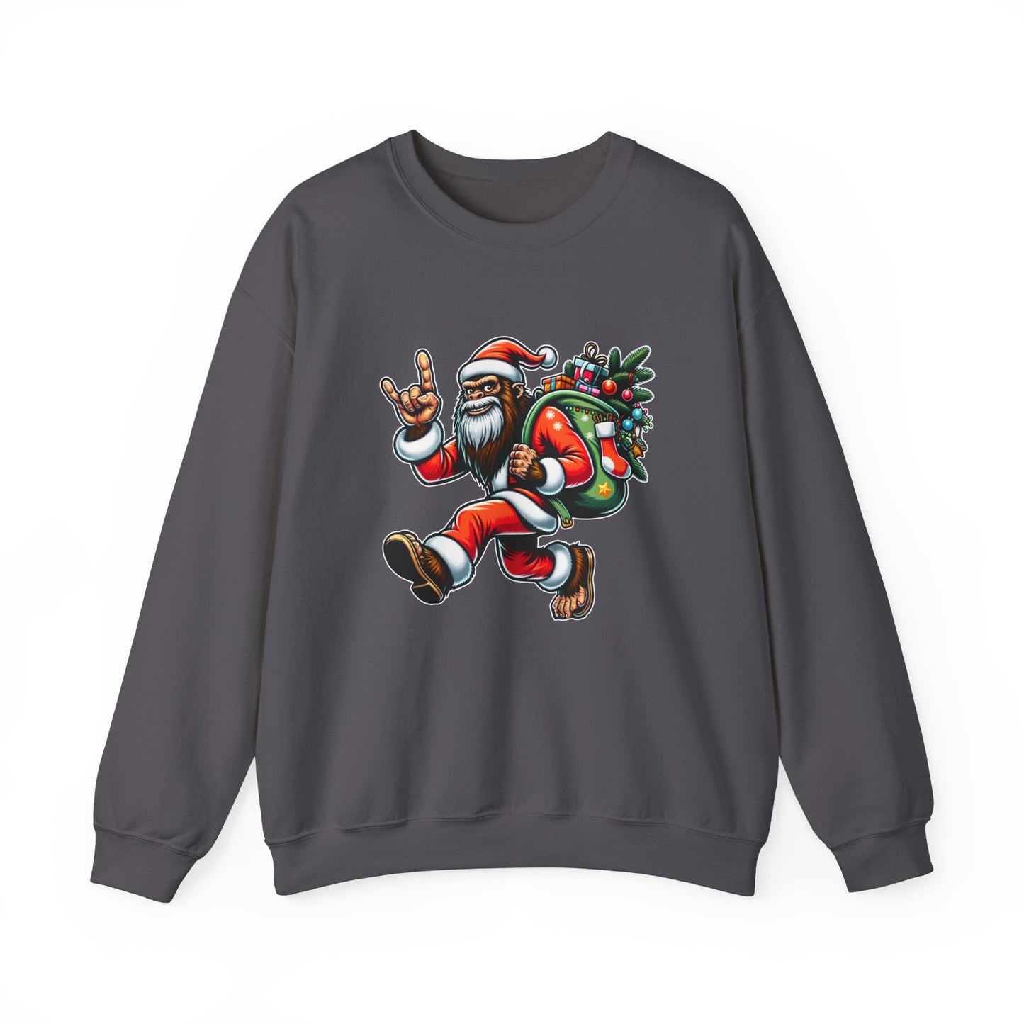 Rockin' Bigfoot Santa Sweatshirt - Funny Christmas Holiday Design - Goateez Style