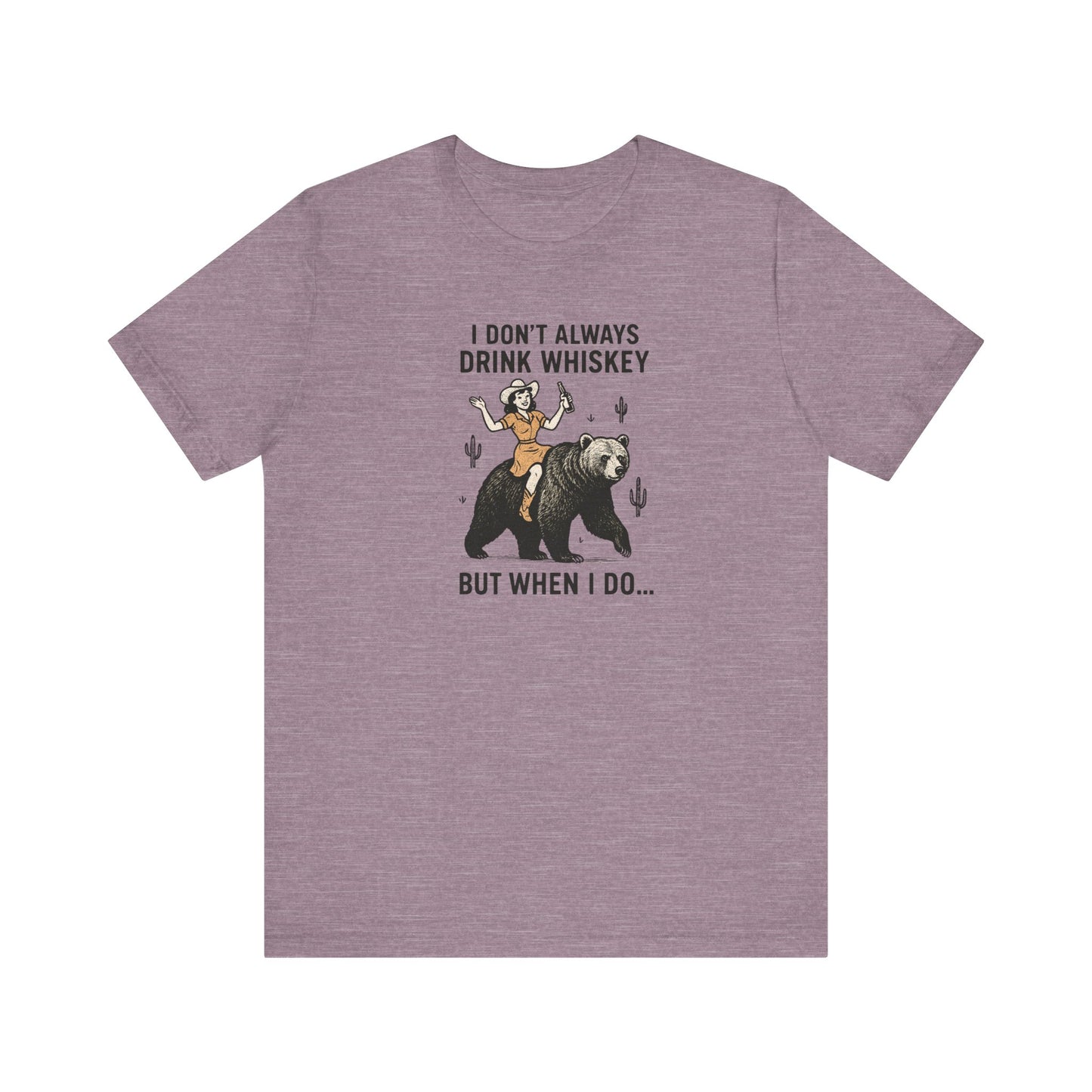 Whiskey Funny T-Shirt - Cowgirl Rides Bear Graphic Tee