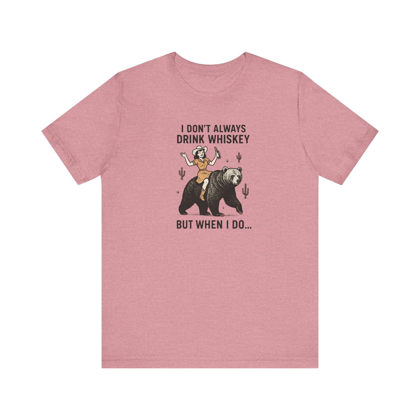 Whiskey Funny T-Shirt - Cowgirl Rides Bear Graphic Tee