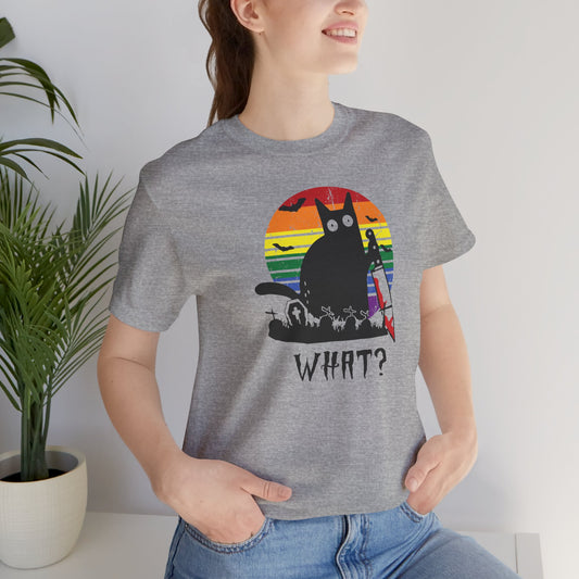 What? Cat Halloween T-Shirt - Retro Design - Goateez Style