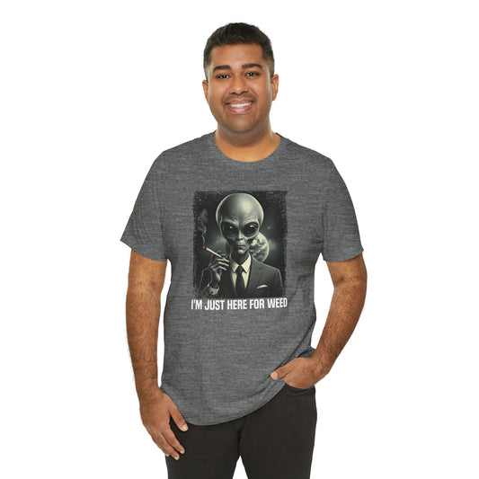 Alien Weed T-Shirt - Funny Extraterrestrial Smoking Graphic Tee
