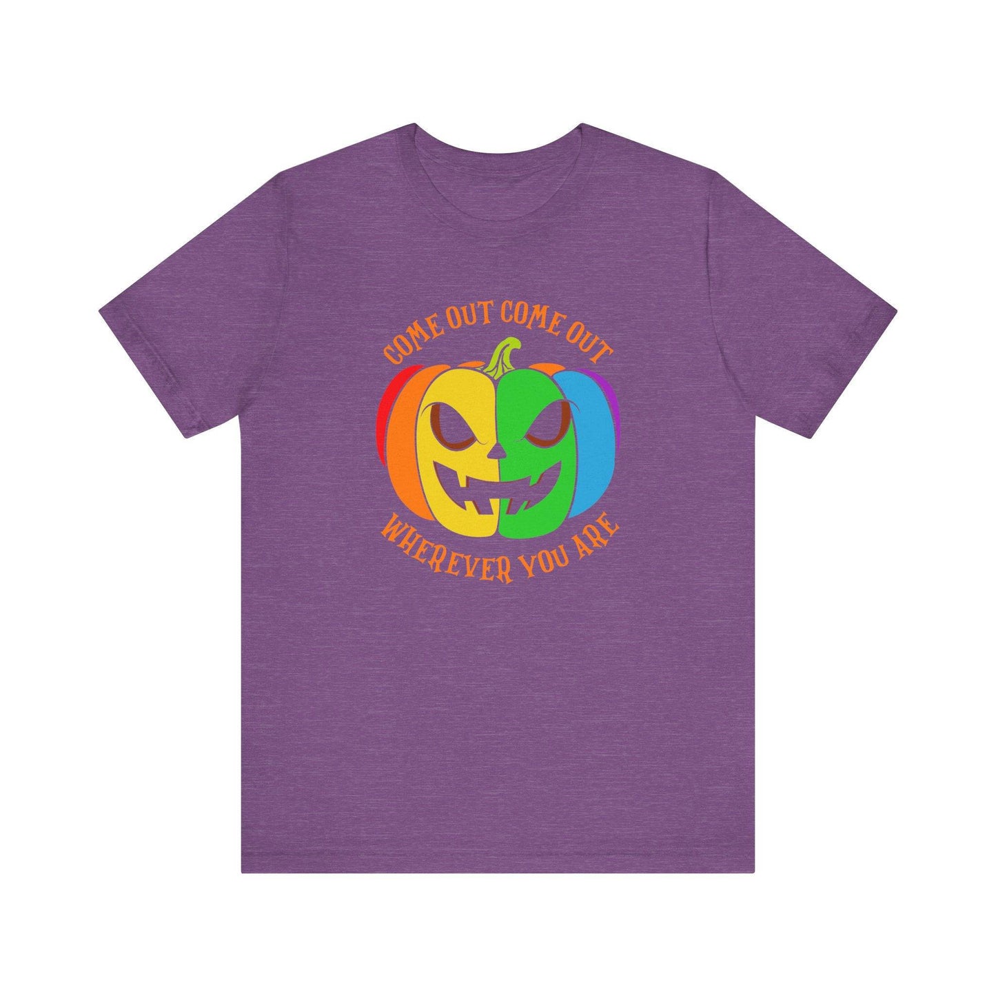 Come Out Wherever You Are LGBTQ Halloween T-Shirt - Rainbow Pumpkin Design - Goateez Style