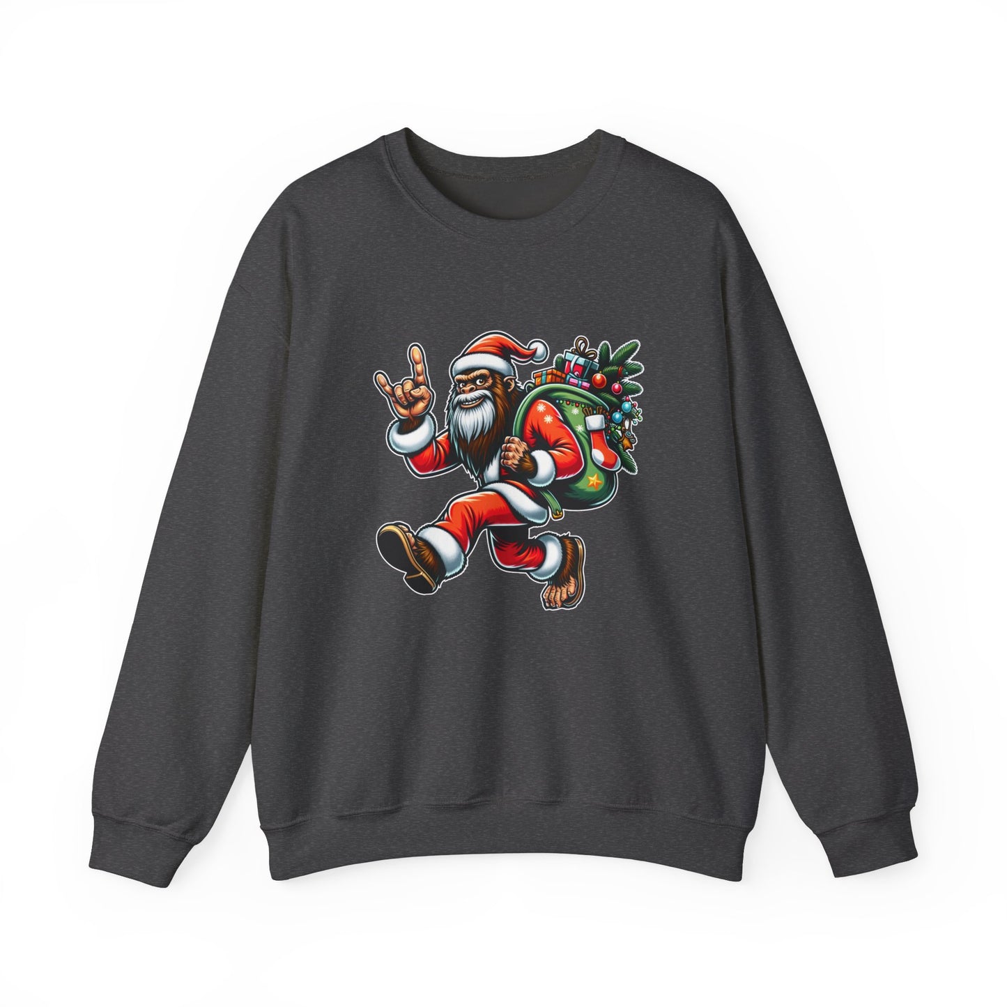 Rockin' Bigfoot Santa Sweatshirt - Funny Christmas Holiday Design - Goateez Style