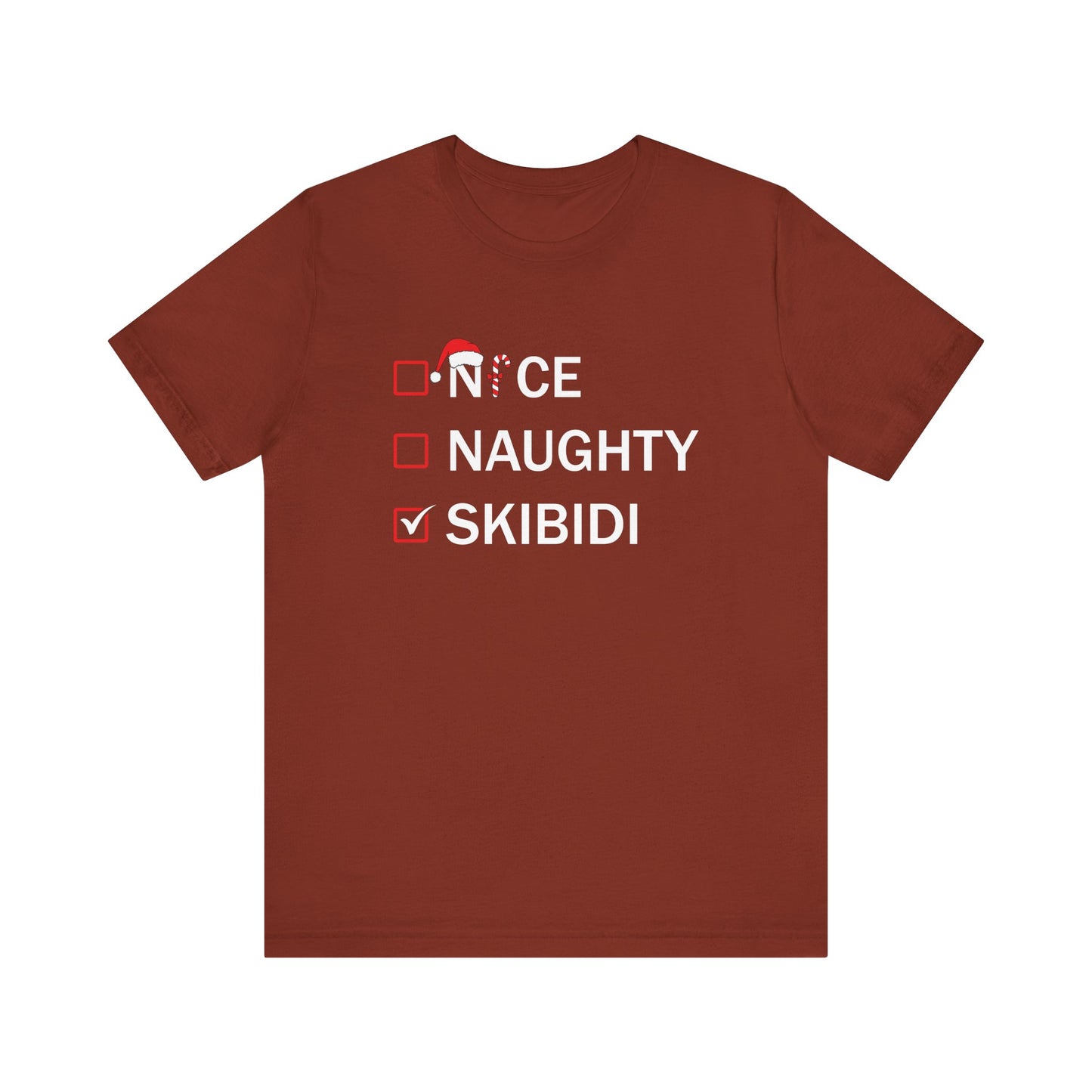 Nice Naughty Skibidi Checklist T-Shirt - Funny Meme Christmas Tee - Goateez Style