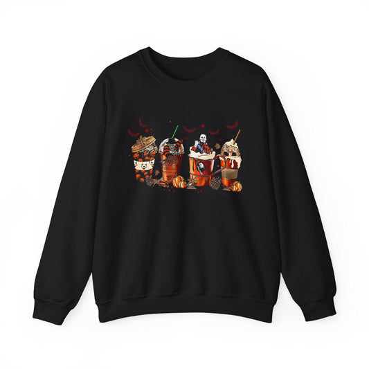 Horror Movie Coffee Crew Sweatshirt - Spooky Halloween Design - Goateez Style