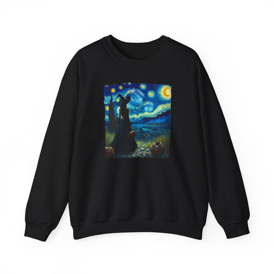 Witch Starry Night Sweatshirt, Magical Van Gogh Art