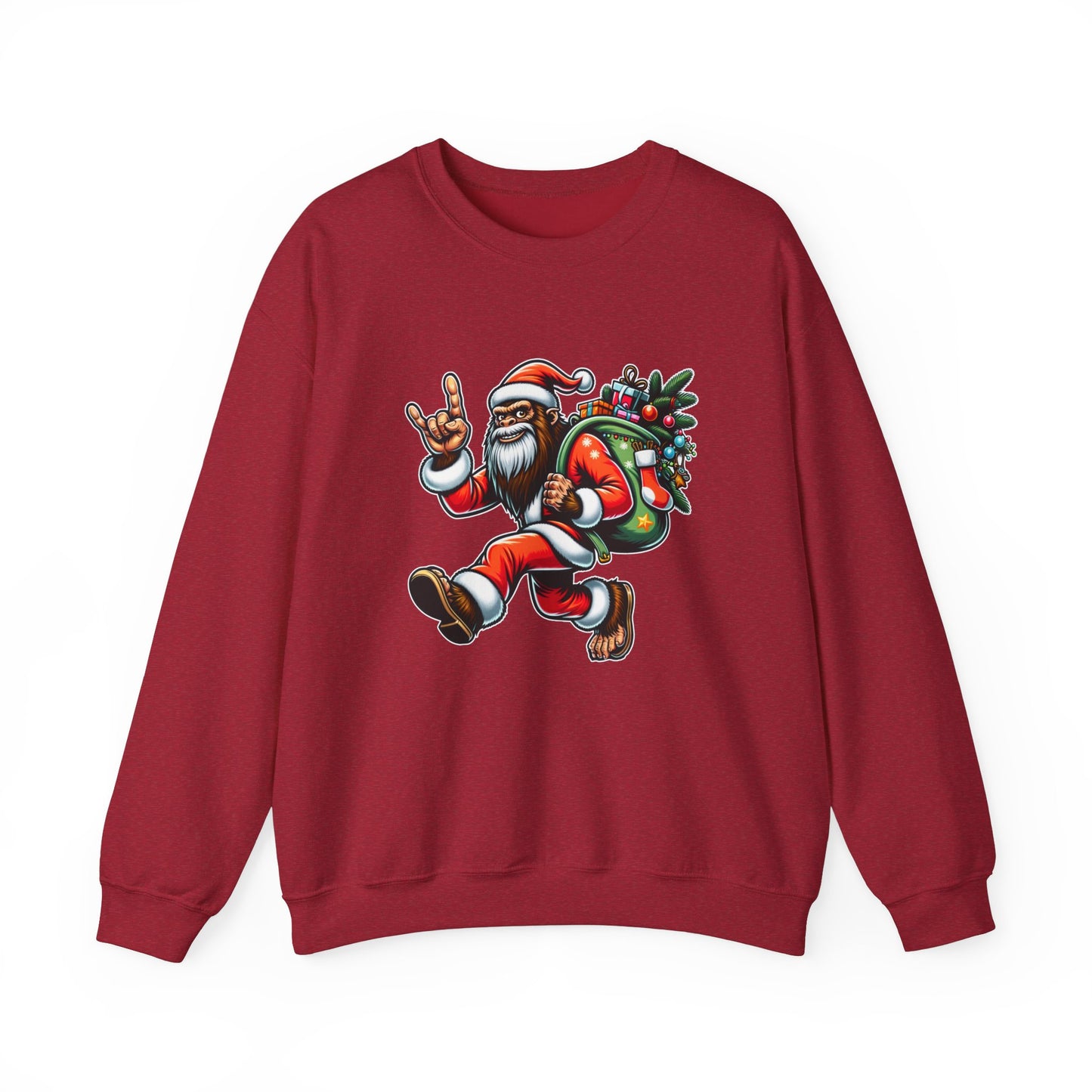 Rockin' Bigfoot Santa Sweatshirt - Funny Christmas Holiday Design - Goateez Style