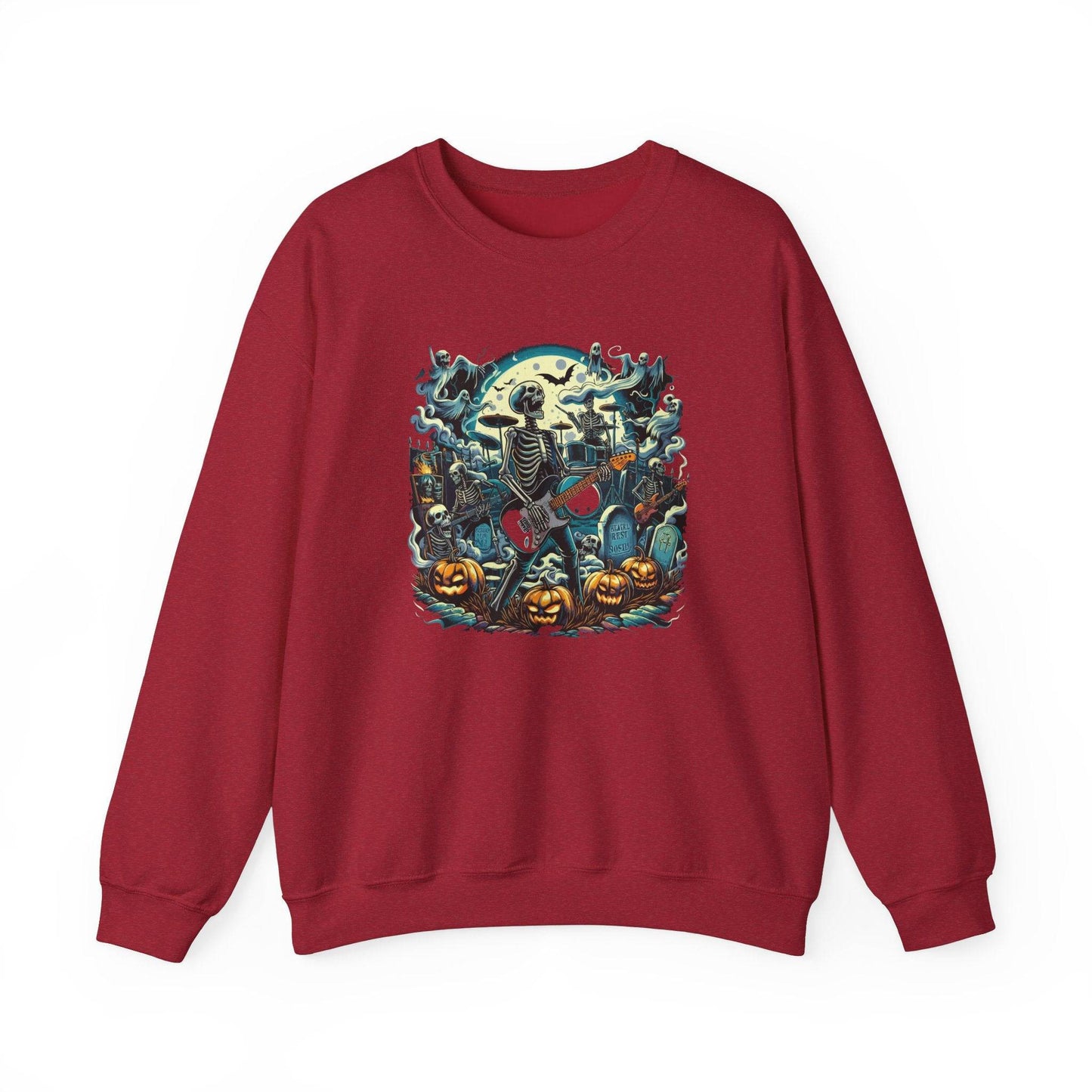 Skeleton Rock Band Halloween Sweatshirt - Spooky Concert Design - Goateez Style