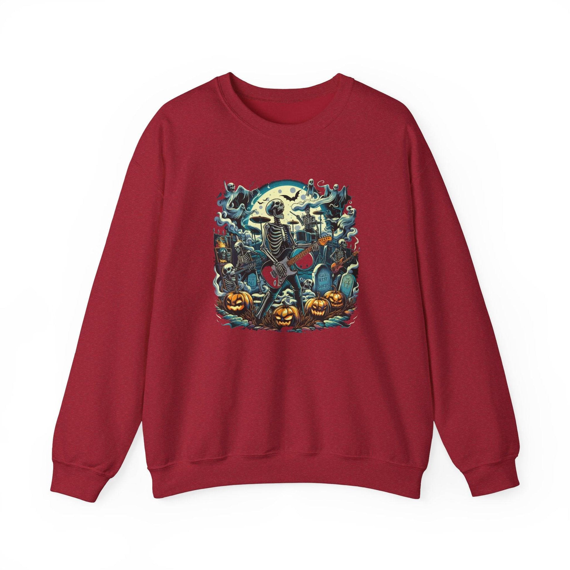 Skeleton Rock Band Halloween Sweatshirt - Spooky Concert Design - Goateez Style