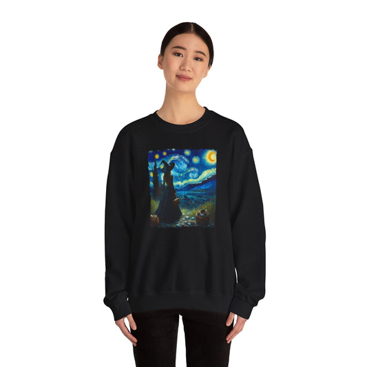 Witch Starry Night Sweatshirt, Magical Van Gogh Art