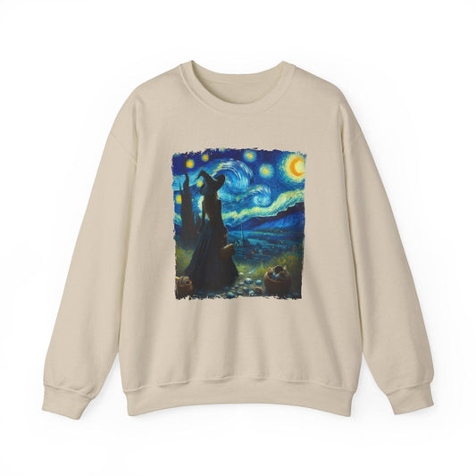 Witch Starry Night Sweatshirt - Van Gogh Inspired Halloween Art - Goateez Style