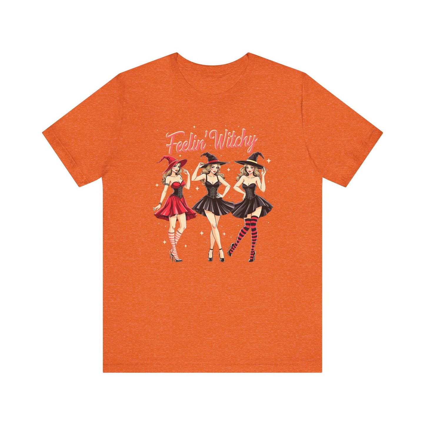Feelin' Witchy Halloween T-Shirt - Witchy Vibes Cute Witch Trio - Goateez Style