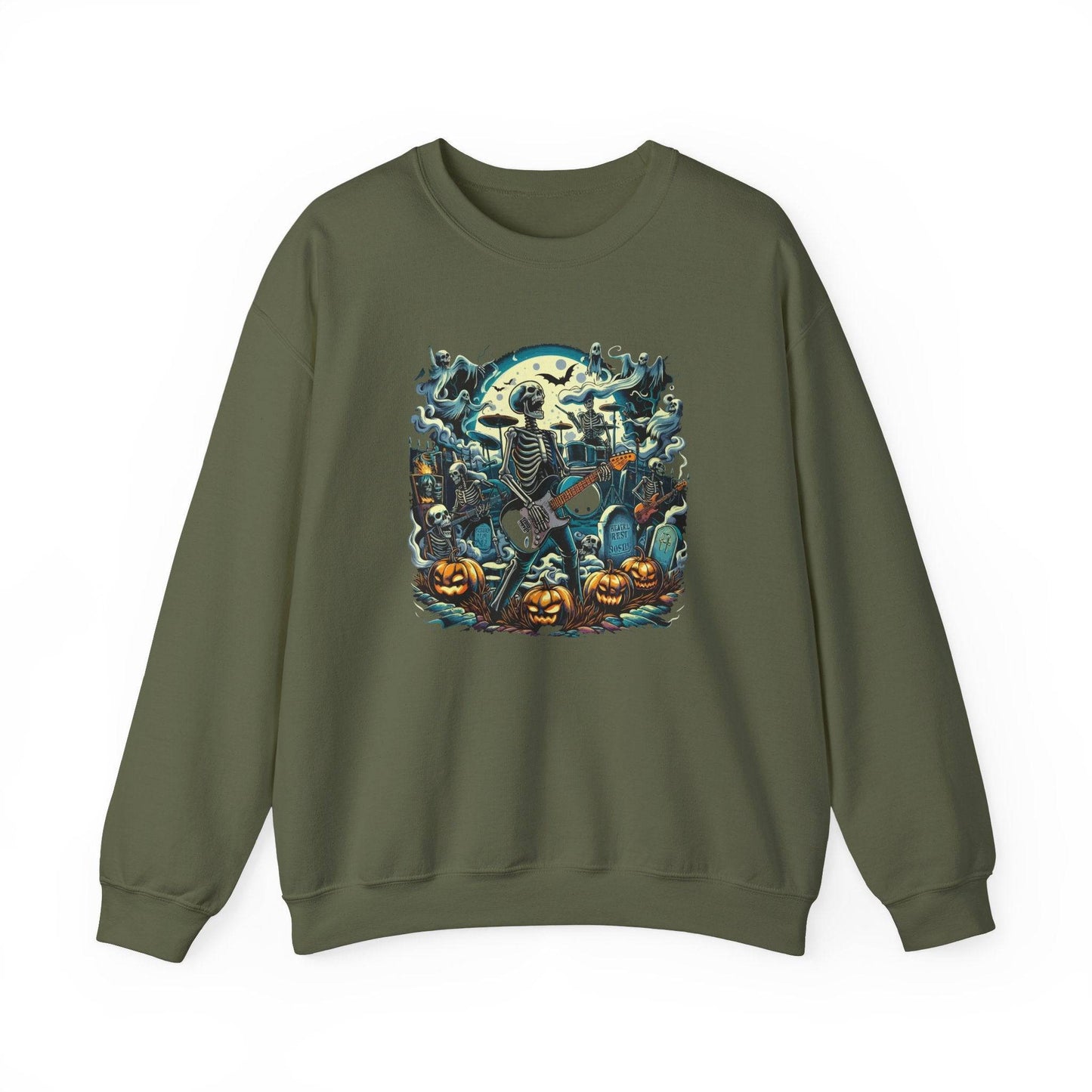 Skeleton Rock Band Halloween Sweatshirt - Spooky Concert Design - Goateez Style