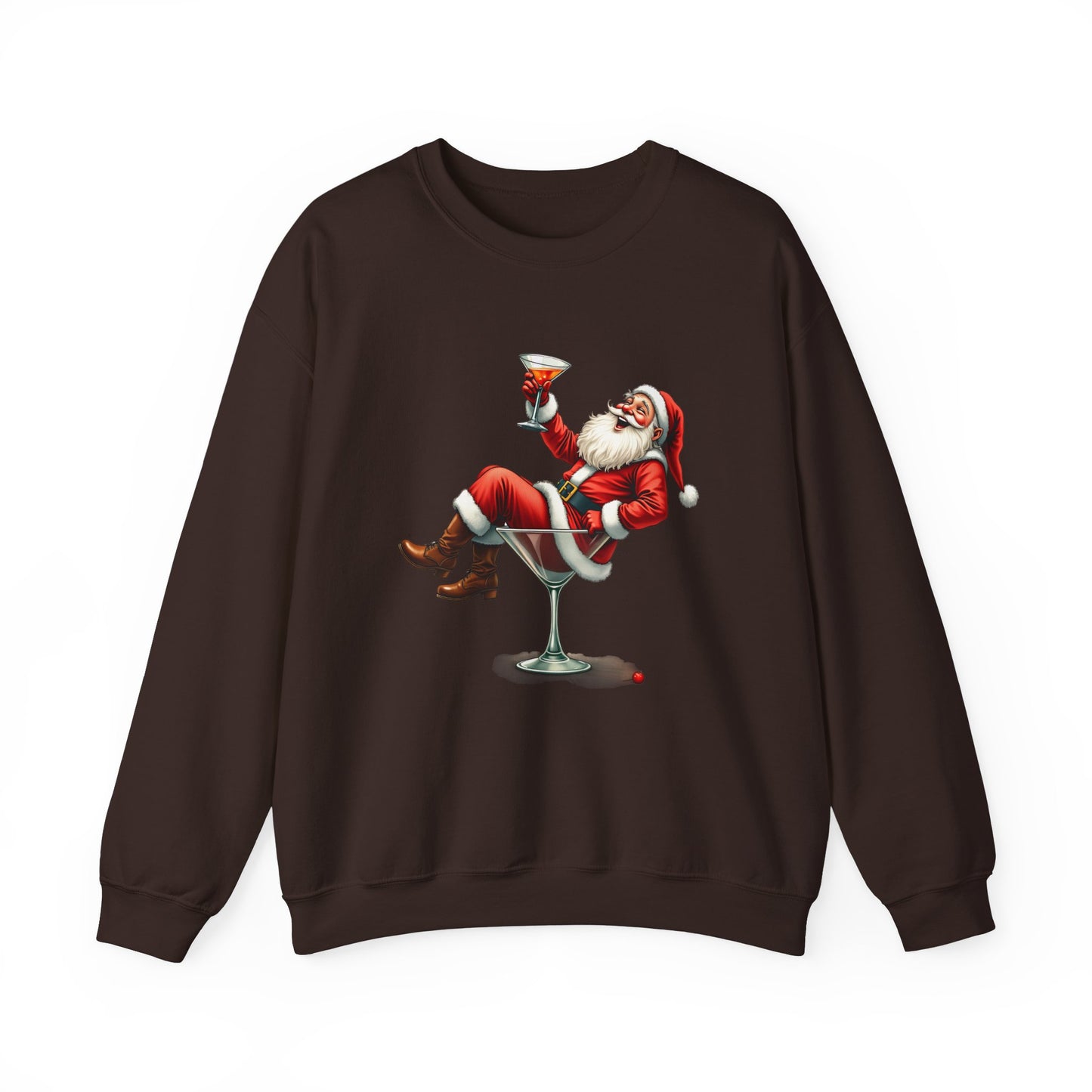 Santa in Martini Glass Sweatshirt - Funny Christmas Holiday Design - Goateez Style