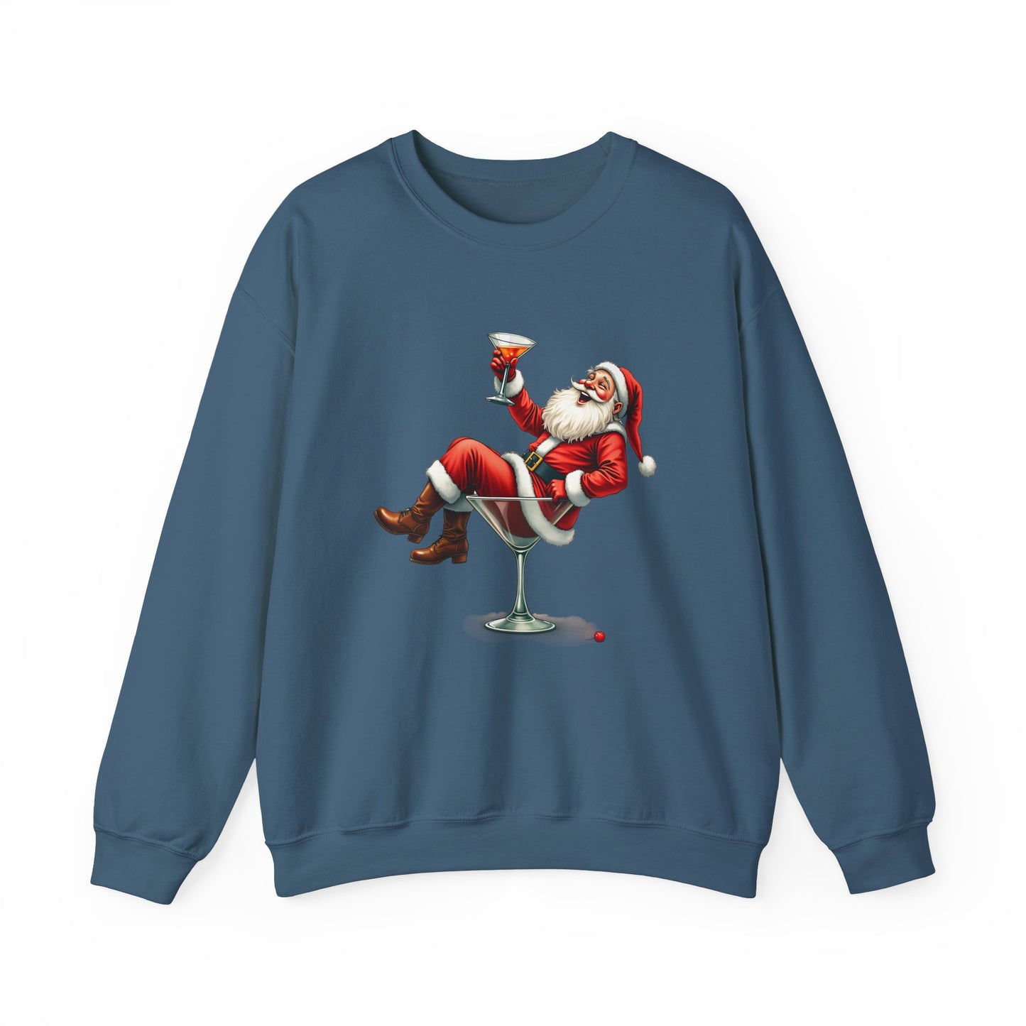 Santa in Martini Glass Sweatshirt - Funny Christmas Holiday Design - Goateez Style