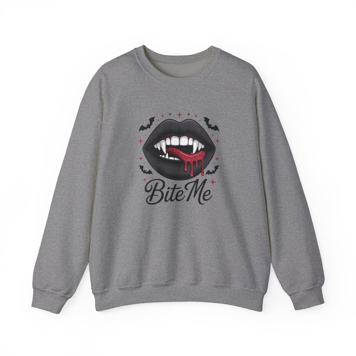 Bite Me Sweatshirt - Vampire Lips Gothic Halloween Pullover