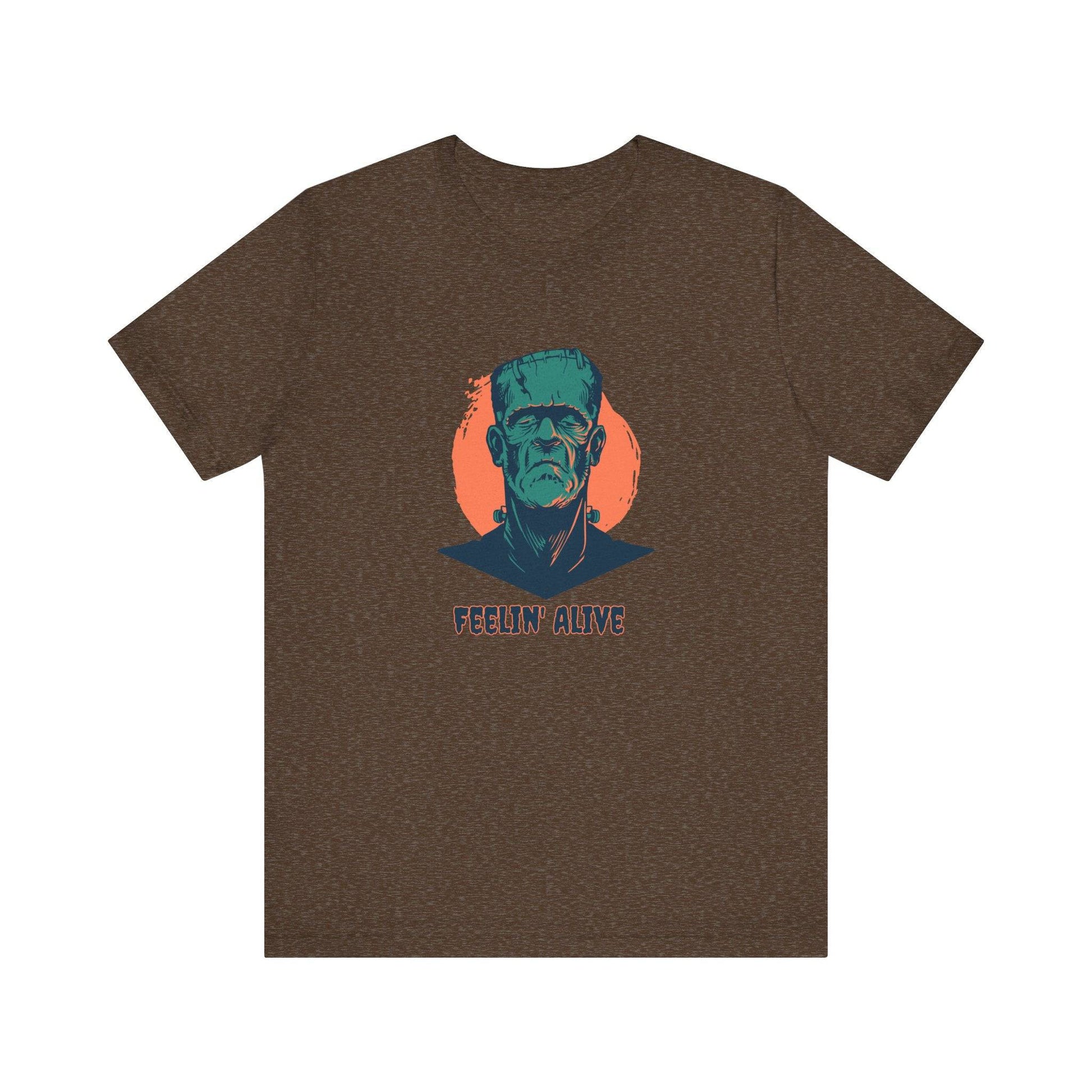Feelin' Alive Frankenstein Funny Design Halloween Graphic T-Shirt - Goateez Style