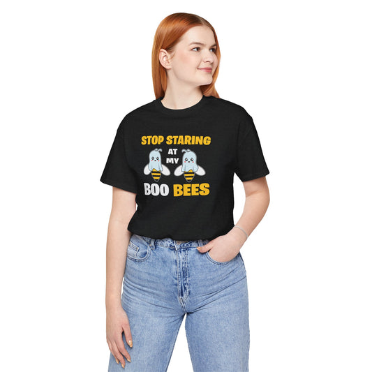 Stop Staring At My Boo Bees T-Shirt - Funny Halloween Innuendo Tee - Goateez Style