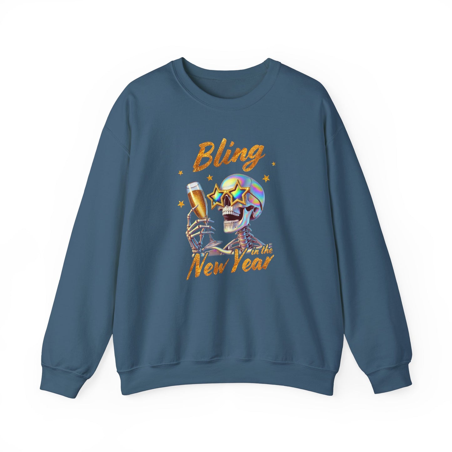 Bling in the New Year Sweatshirt - Funny Skeleton Party Tee