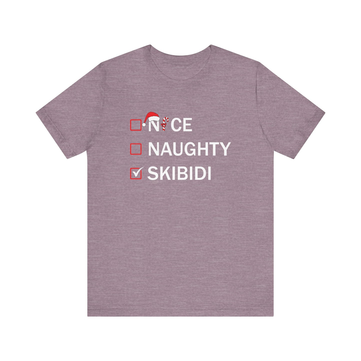 Nice Naughty Skibidi Checklist T-Shirt - Funny Meme Christmas Tee - Goateez Style