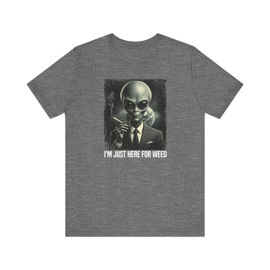 Alien Weed T-Shirt - Funny Extraterrestrial Smoking Graphic Tee