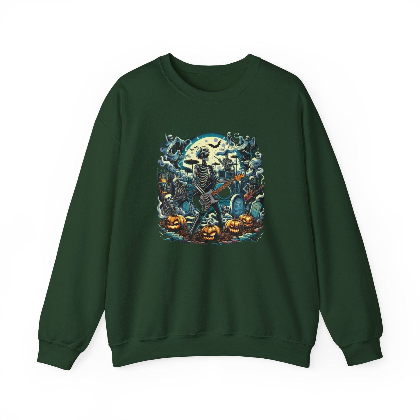 Skeleton Rock Band Halloween Sweatshirt - Spooky Concert Design - Goateez Style