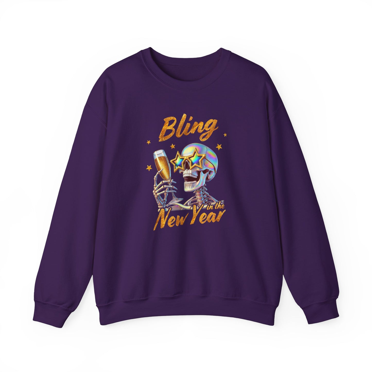 Bling in the New Year Sweatshirt - Funny Skeleton Party Tee