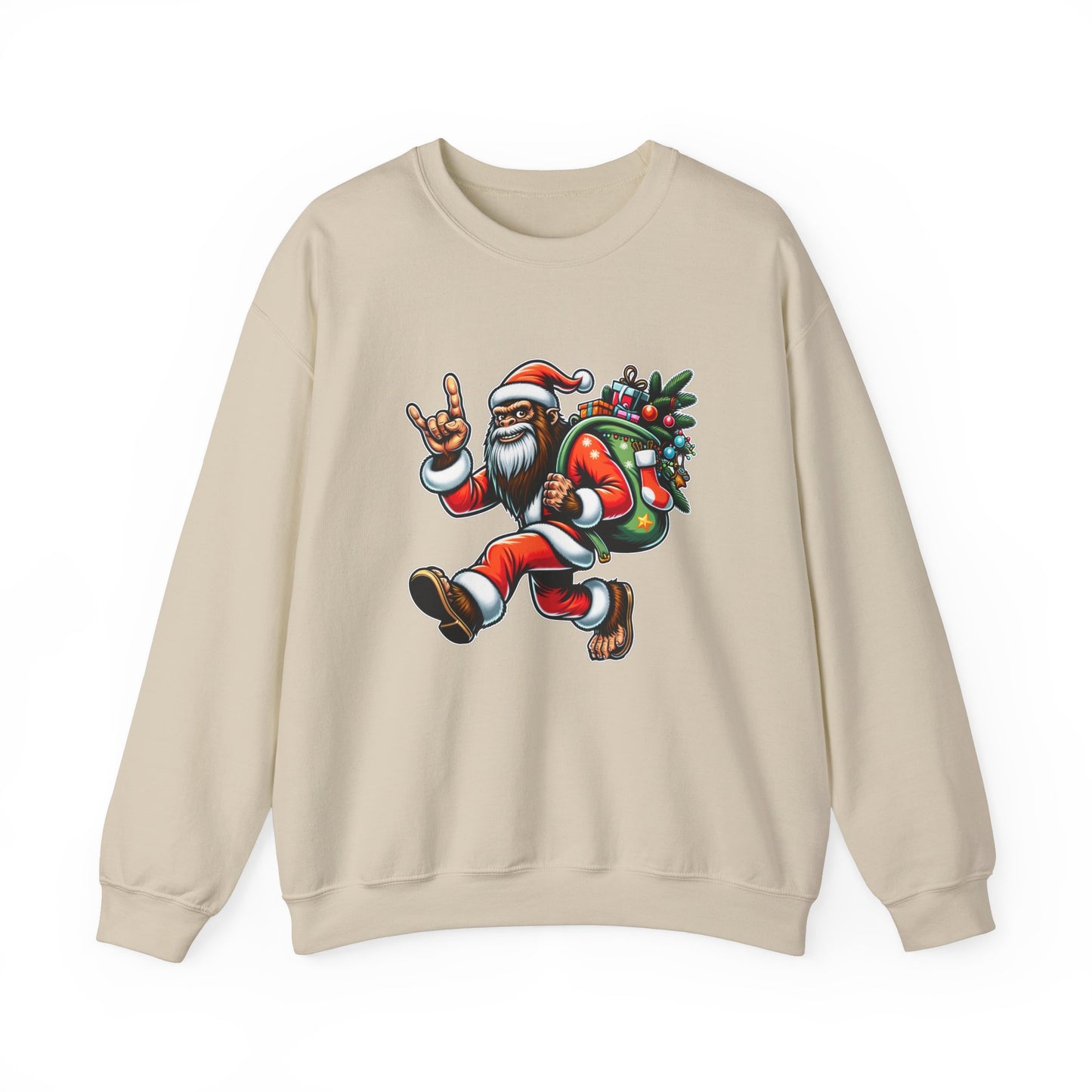 Rockin' Bigfoot Santa Sweatshirt - Funny Christmas Holiday Design - Goateez Style