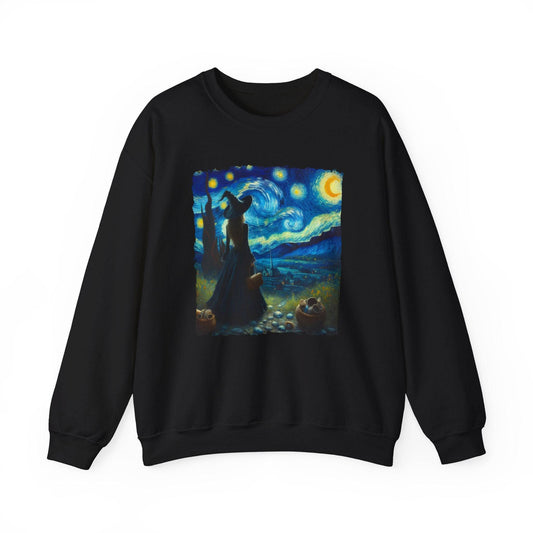 Witch Starry Night Sweatshirt - Van Gogh Inspired Halloween Art - Goateez Style