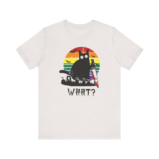What? Cat Halloween T-Shirt - Retro Design - Goateez Style