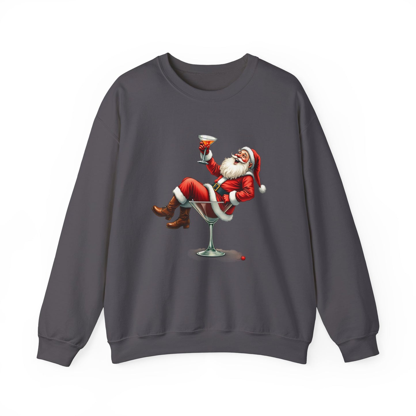 Santa in Martini Glass Sweatshirt - Funny Christmas Holiday Design - Goateez Style