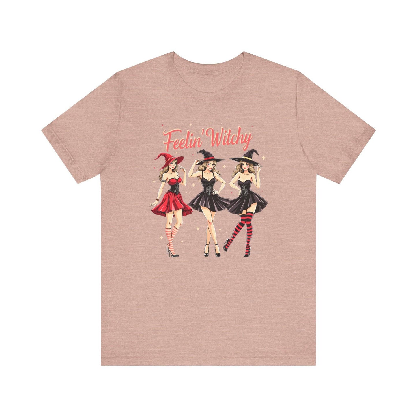 Feelin' Witchy Halloween T-Shirt - Witchy Vibes Cute Witch Trio - Goateez Style
