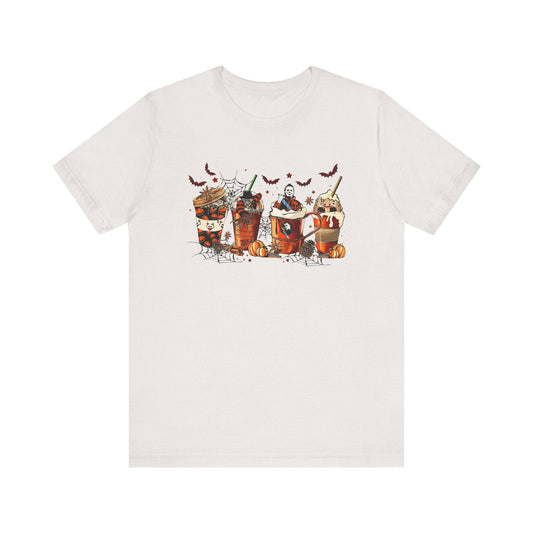 Horror Movie Coffee Crew T-Shirt - Spooky Halloween Vibes - Goateez Style