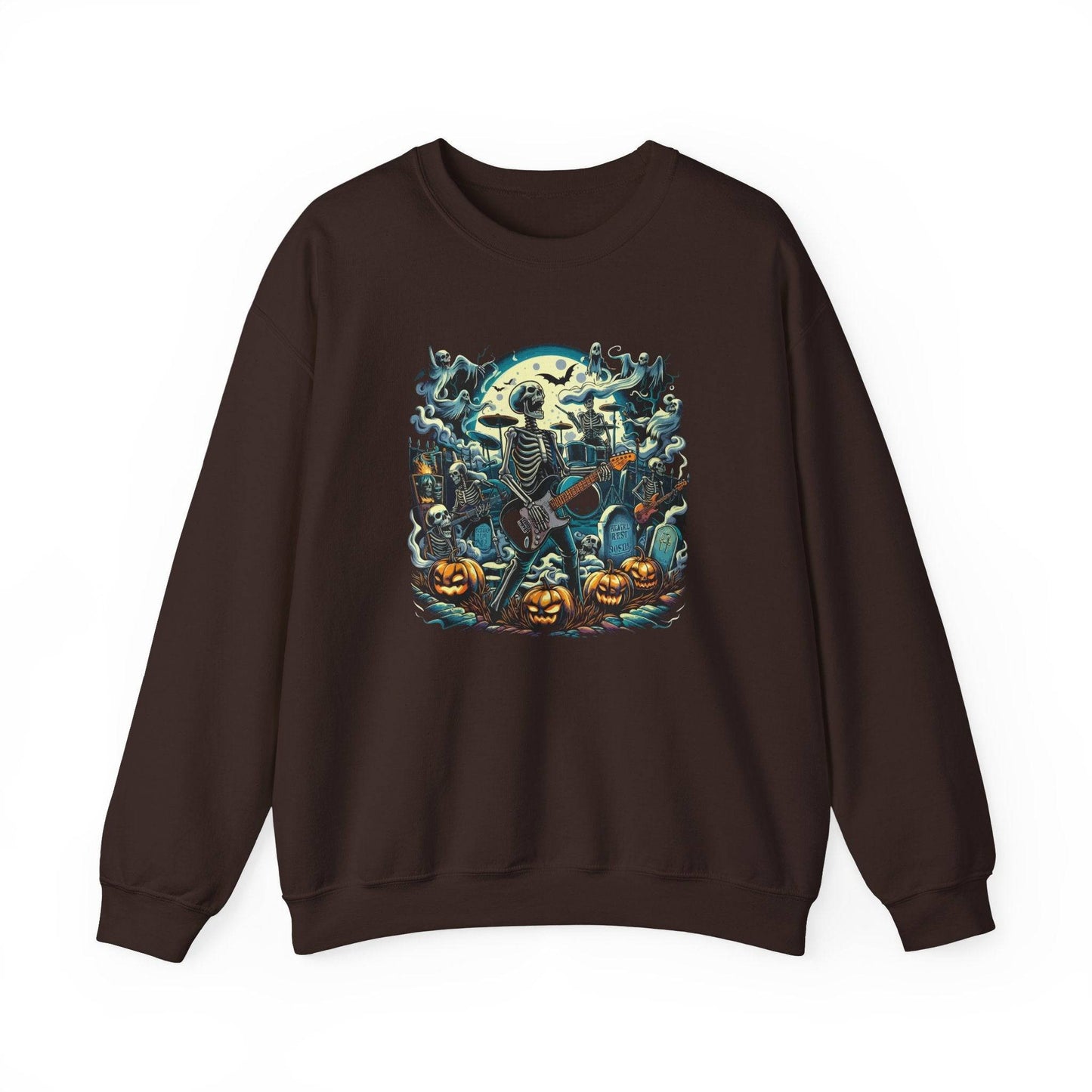 Skeleton Rock Band Halloween Sweatshirt - Spooky Concert Design - Goateez Style