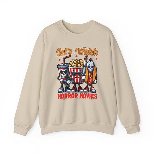 Let's Watch Horror Movies Sweatshirt - Fun Spooky Movie Night Design - Goateez Style