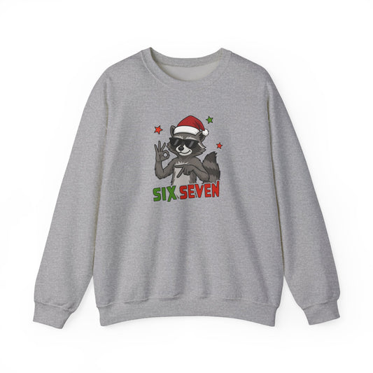 Raccoon Six Seven Sweatshirt - Funny Xmas Meme Tee