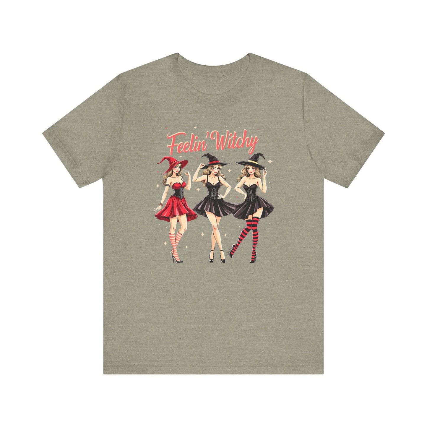 Feelin' Witchy Halloween T-Shirt - Witchy Vibes Cute Witch Trio - Goateez Style