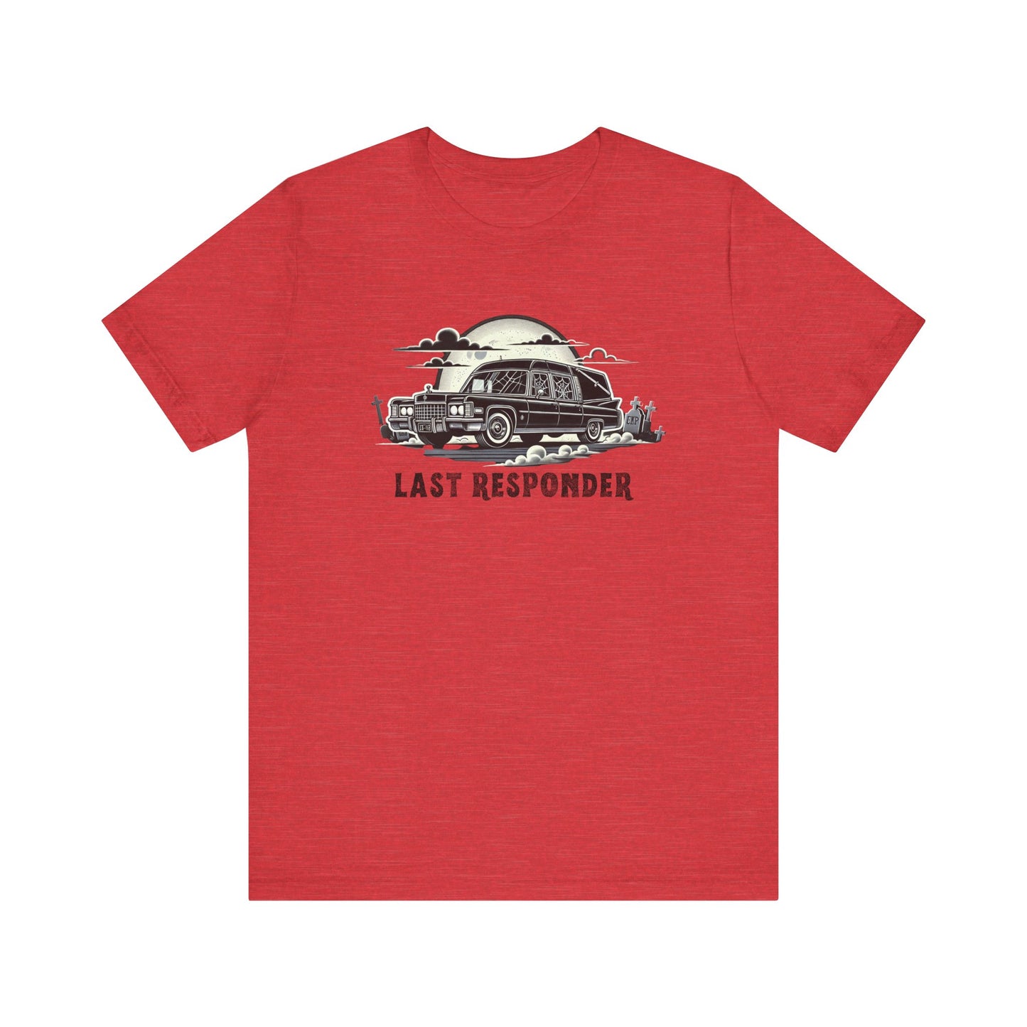 Last Responder Hearse Shirt - Spooky Halloween Graphic Tee, Gothic Horror Car T-Shirt, Creepy Graveyard Moon Design - Goateez Style