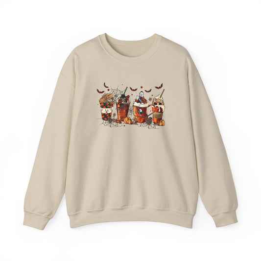 Horror Movie Coffee Crew Sweatshirt - Spooky Halloween Design - Goateez Style