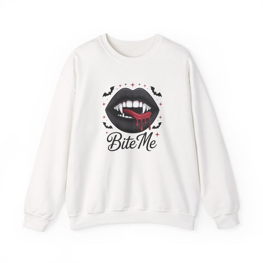 Bite Me Sweatshirt - Vampire Lips Gothic Halloween Pullover