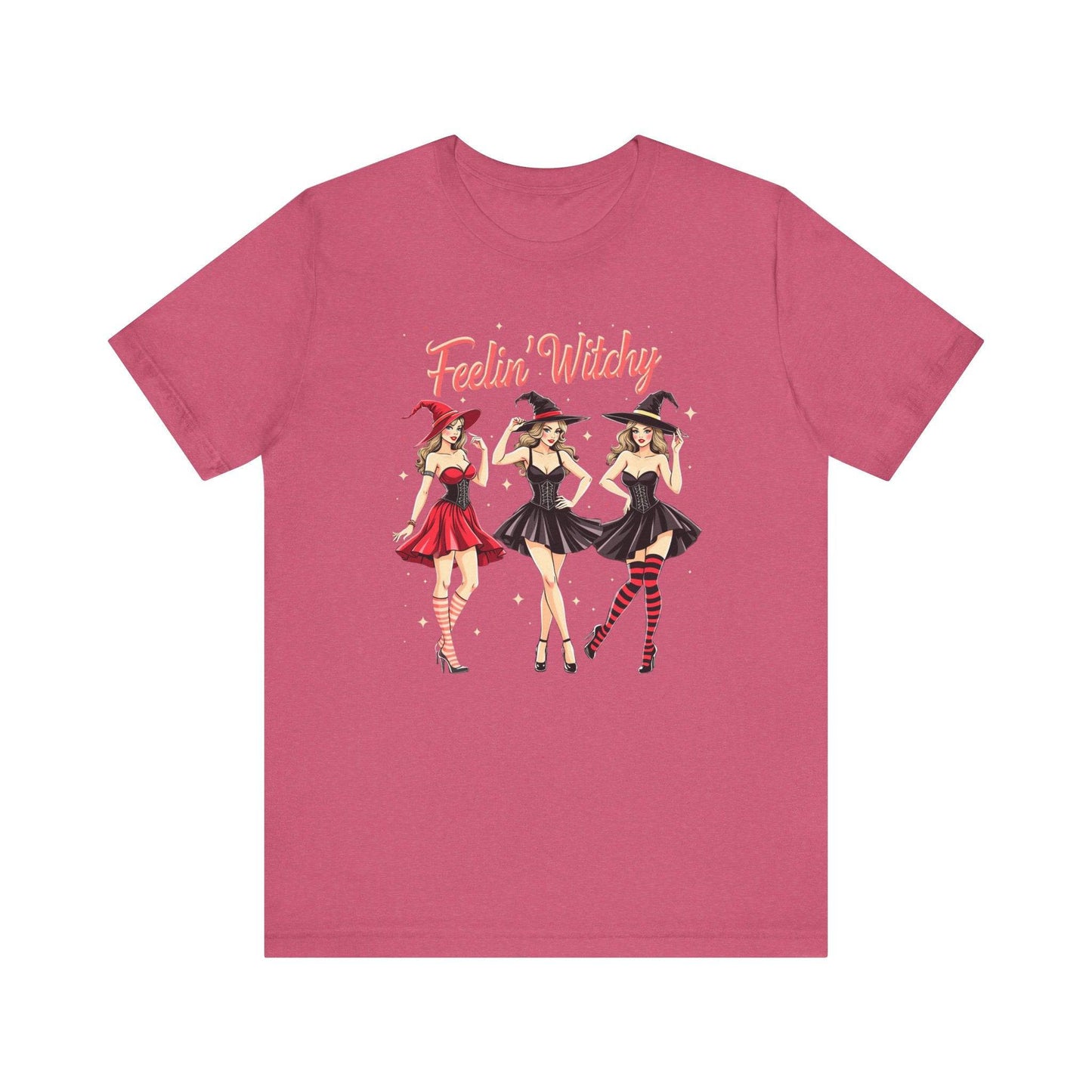 Feelin' Witchy Halloween T-Shirt - Witchy Vibes Cute Witch Trio - Goateez Style