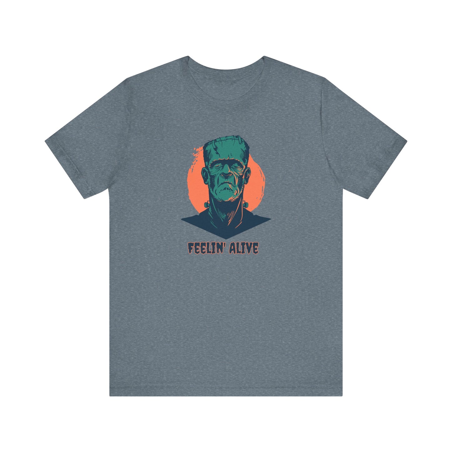 Feelin' Alive Frankenstein Funny Design Halloween Graphic T-Shirt - Goateez Style